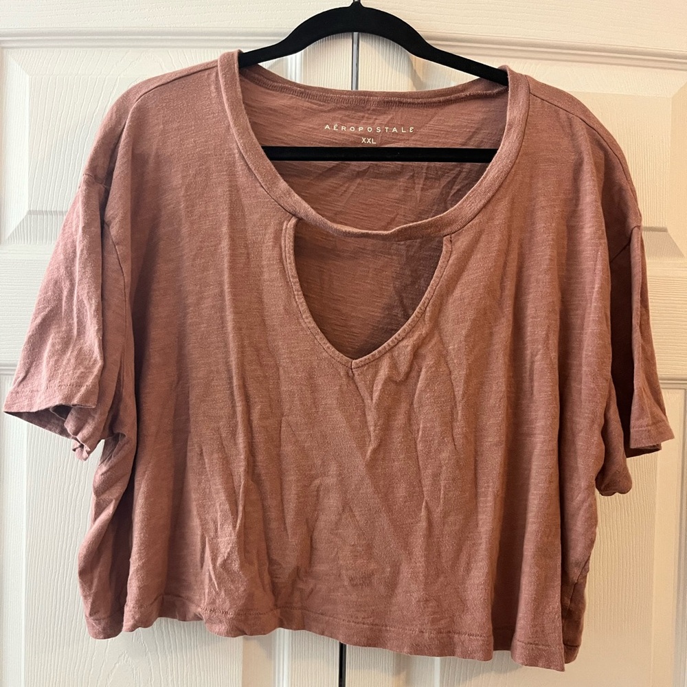 Aeropostale Dusty Pink Short Sleeve Crop Tee